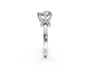 Floral Engagement Ring Setting for Heart-Shaped Center with Marquise Cluster Shoulders and Prong Head in White Gold