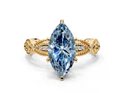 Solitaire Engagement Ring Setting for Fancy Blue Marquise Center with Marquise Panel Band and Prong Head in Yellow Gold