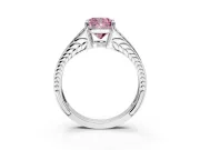 Split Shank Engagement Ring Setting for Fancy Pink Cushion Cut Center with Pave Split Shank and Prong Head in Sterling Silver