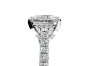 Solitaire Engagement Ring Setting for Radiant Cut Center with Widening Pave Band and Claw Prong Head in White Gold