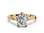 Solitaire Engagement Ring Setting for Pear-Shaped Center with Tapered Shoulders and Prong Head in Yellow Gold