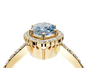 Halo Engagement Ring Setting for Fancy Blue Marquise Center with Inner Milgrain Border and Prong Head in Yellow Gold