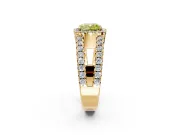 Halo Engagement Ring Setting for Fancy Yellow Cushion Cut Center with Wide-Open Pave Split Shank and Prong Head in Yellow Gold