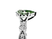 Solitaire Engagement Ring Setting for Fancy Green Pear-Shaped Center with Milgrain Bezel Accents and Prong Head in Platinum