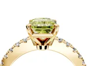 Solitaire Engagement Ring Setting for Fancy Yellow Radiant Cut Center with Single Row Accent Band and Prong Head in Yellow Gold