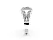 Halo Engagement Ring Setting for Radiant Cut Center with Milgrain Split Shank and Prong Head in Platinum