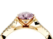 Solitaire Engagement Ring Setting for Fancy Pink Pear-Shaped Center with Twisted Pave Split Shank and Prong Head in Yellow Gold