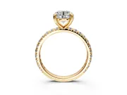 Solitaire Engagement Ring Setting for Round Cut Center with Shared-Prong Accents and Prong Head in Yellow Gold
