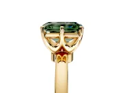 Solitaire Engagement Ring Setting for Fancy Green Emerald Cut Center with Plain Band and Tulip Prong Head in Yellow Gold