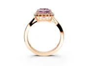 Starburst Halo Engagement Ring Setting for Fancy Pink Princess Cut Center with Flat Cathedral Band and Prong Head in Rose Gold