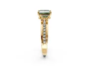Solitaire Engagement Ring Setting for Fancy Green Princess Cut Center with Raised Channel Band and Prong Head in Yellow Gold