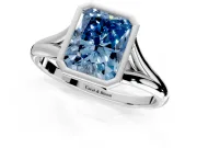 Solitaire Engagement Ring Setting for Fancy Blue Radiant Cut Center with V Split Shank and Bezel Head in Platinum