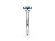 Solitaire Engagement Ring Setting for Fancy Blue Cushion Cut Center with Cathedral Band and Prong Head in White Gold