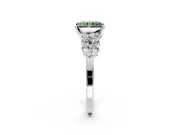 Cluster Engagement Ring Setting for Fancy Green Radiant Cut Center with 2-Row Shoulder Clusters and Prong Head in Sterling Silver