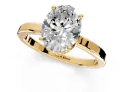 Hidden Halo Engagement Ring Setting for Oval Center with Wide Flat Plain Band and Prong Head in Yellow Gold
