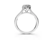 Solitaire Engagement Ring Setting for Heart-Shaped Center with Narrow Cathedral Band and Prong Head in Platinum
