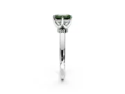 Solitaire Engagement Ring Setting for Fancy Green Emerald Cut Center with Plain Band and Tulip Prong Head in White Gold