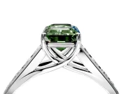 Solitaire Engagement Ring Setting for Fancy Green Emerald Cut Center with Round Cut Channel Band and Prong Head in Platinum