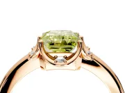 Floral Frame Engagement Ring Setting for Fancy Yellow Radiant Cut Center with Accent Clusters and Prong Head in Rose Gold
