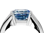 Tension Engagement Ring Setting for Fancy Blue Asscher Cut Center with Wide Tapered Band and Tension Head in Sterling Silver