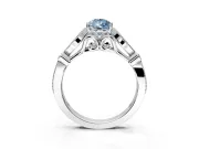 Solitaire Engagement Ring Setting for Fancy Blue Pear-Shaped Center with Marquise and Bezel Accents and Prong Head in Platinum