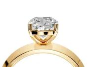 Solitaire Engagement Ring Setting for Cushion Cut Center with Wide Knife Ridge Band and Prong Head in Yellow Gold