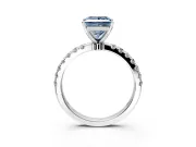 Open Basket Engagement Ring Setting for Fancy Blue Princess Cut Center with Pave Band and Prong Head in Sterling Silver