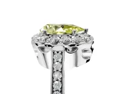 Floral Halo Engagement Ring Setting for Fancy Yellow Pear-Shaped Center with Large Halo Accents and Prong Head in Platinum
