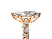 Solitaire Engagement Ring Setting for Marquise Center with Trailing Leaf Accent Band and Prong Head in Rose Gold