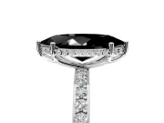 Hidden Halo Engagement Ring Setting for Fancy Black Marquise Center with Pave Band and Prong Head in Platinum