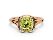 Solitaire Engagement Ring Setting for Fancy Yellow Cushion Cut Center with V Split Shank and Bezel Head in Rose Gold