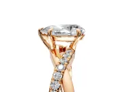 Crossover Engagement Ring Setting for Pear-Shaped Center with Pave and Plain Strands and Prong Head in Rose Gold