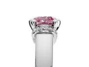 Solitaire Engagement Ring Setting for Fancy Pink Cushion Cut Center with Wide Band, Pave Collar and Prong Head in Sterling Silver
