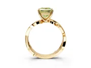 Solitaire Engagement Ring Setting for Fancy Yellow Princess Cut Center with Pave and Plain Crossover Band and Prong Head in Yellow Gold