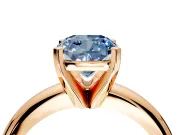 Solitaire Engagement Ring Setting for Fancy Blue Cushion Cut Center with Wire Band and Prong Head in Rose Gold