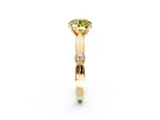 Solitaire Engagement Ring Setting for Fancy Yellow Round Cut Center with Carved Leaf Shoulders and Prong Head in Yellow Gold