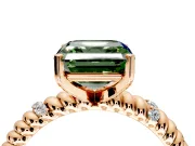 Rope Engagement Ring Setting for Fancy Green Asscher Cut Center with Accent Shoulders and Prong Head in Rose Gold