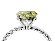 Solitaire Engagement Ring Setting for Fancy Yellow Heart-Shaped Center with Plain Twisted Rope Band and Prong Head in White Gold