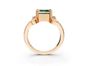 Solitaire Engagement Ring Setting for Fancy Green Asscher Cut Center with Twisted Band and Scroll Prong Head in Rose Gold