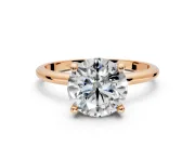 Minimalist Solitaire Engagement Ring Setting for Round Cut Center with Thin Band and Prong Head in Rose Gold