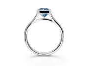 Solitaire Engagement Ring Setting for Fancy Blue Radiant Cut Center with V Split Shank and Bezel Head in Platinum