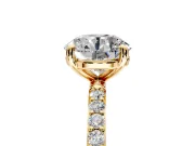 Solitaire Engagement Ring Setting for Round Cut Center with Pave Accents and Prong Head in Yellow Gold