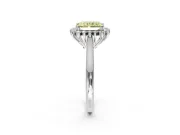 Starburst Halo Engagement Ring Setting for Fancy Yellow Radiant Cut Center with Thin Round-Wire Band and Prong Head in Platinum