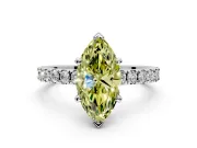 Solitaire Engagement Ring Setting for Fancy Yellow Marquise Center with Fine Pave Band and Claw Prong Head in Platinum