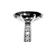 Milgrain Pave Engagement Ring Setting for Fancy Black Marquise Center with Accent Band and Prong Head in Platinum