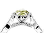 Halo Engagement Ring Setting for Fancy Yellow Oval Center with Twist Band and Prong Head in Sterling Silver
