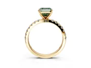 Open Basket Engagement Ring Setting for Fancy Green Asscher Cut Center with Pave Band and Prong Head in Yellow Gold