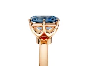 Solitaire Engagement Ring Setting for Fancy Blue Emerald Cut Center with Plain Band and Tulip Prong Head in Rose Gold
