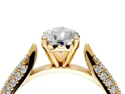Solitaire Engagement Ring Setting for Pear-Shaped Center with Multi-Row Accents and Prong Head in Yellow Gold