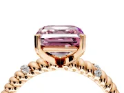 Rope Engagement Ring Setting for Fancy Pink Asscher Cut Center with Accent Shoulders and Prong Head in Rose Gold